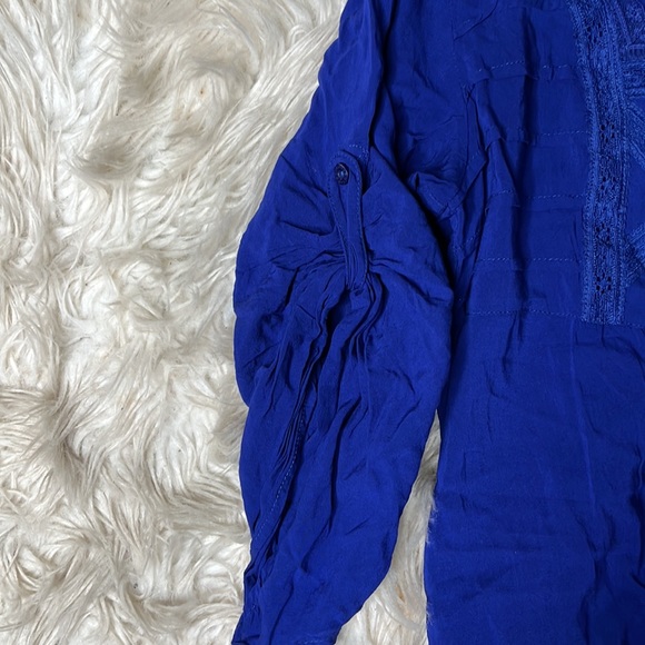 EDC by Esprit lace detail navy blue long blouse with mid length sleeves - Picture 5 of 10